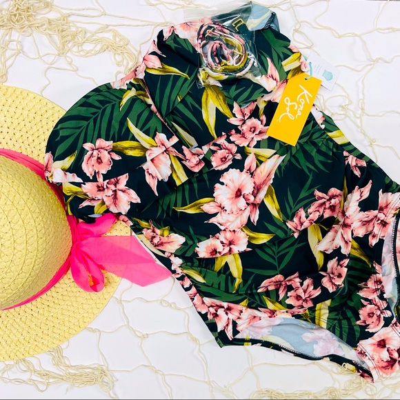 🌸NWT TROPICAL HIGH COVERAGE SWIMSUIT - Picture 1 of 10